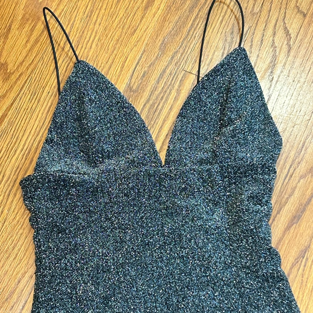 Body con spaghetti strap glitter mini dress